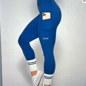 Bombshell Sportswear Ankle Sock High Waist Leggings with Pocket - XS Blue